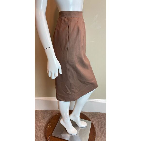 Saint Laurent Rive Gauche Suit Womens 34 XS Brown Double Breasted Blazer Skirt - Picture 4 of 12